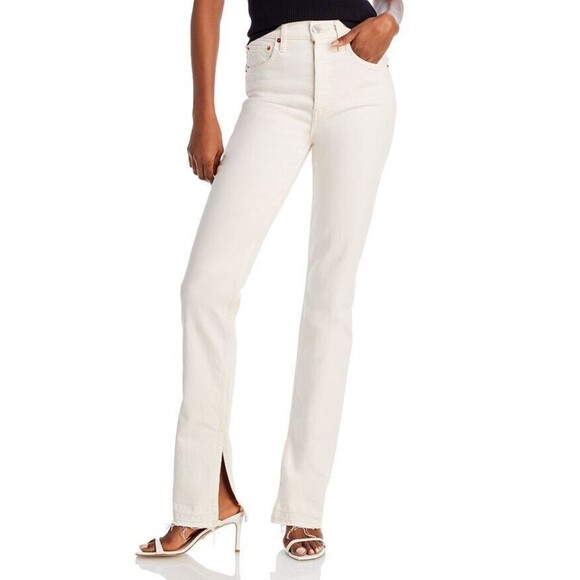 RE/DONE Women’s 70s High Rise Skinny Bootcut Jeans size 24 NWT Vintage White